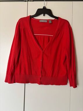 Liz Claiborne Red V-Neck Button Cardigan Sweater